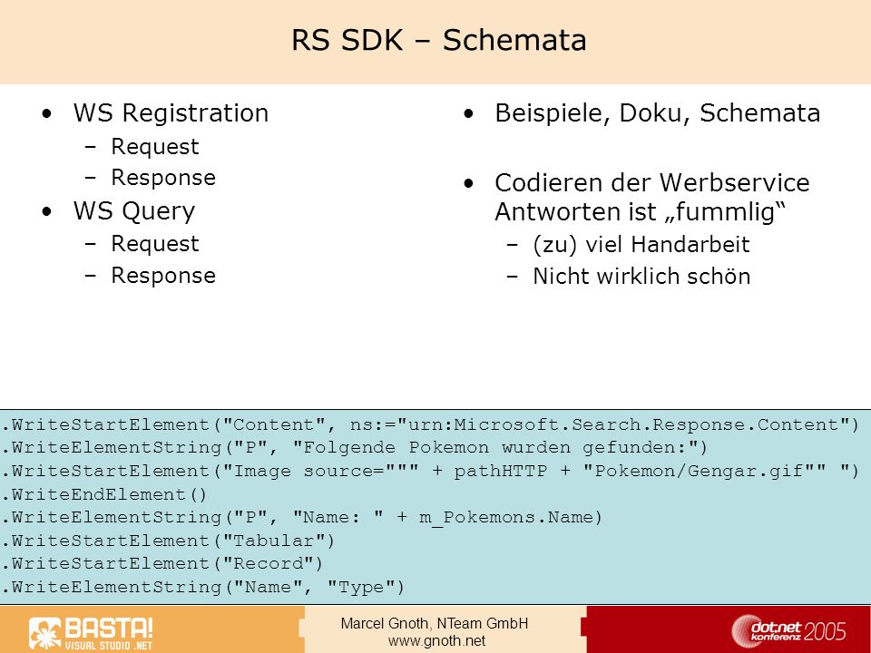 RS SDK – Schemata WS Registration WS Query Beispiele, Doku, Schemata