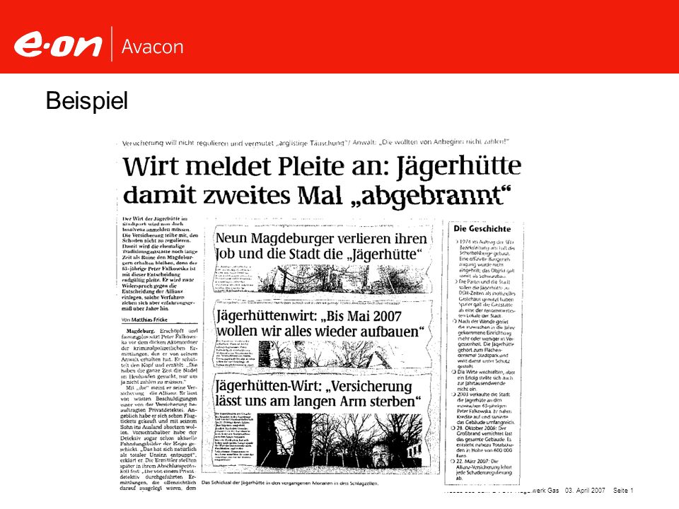 Beispiel Neues aus dem DVGW Regelwerk Gas 03. April 2007