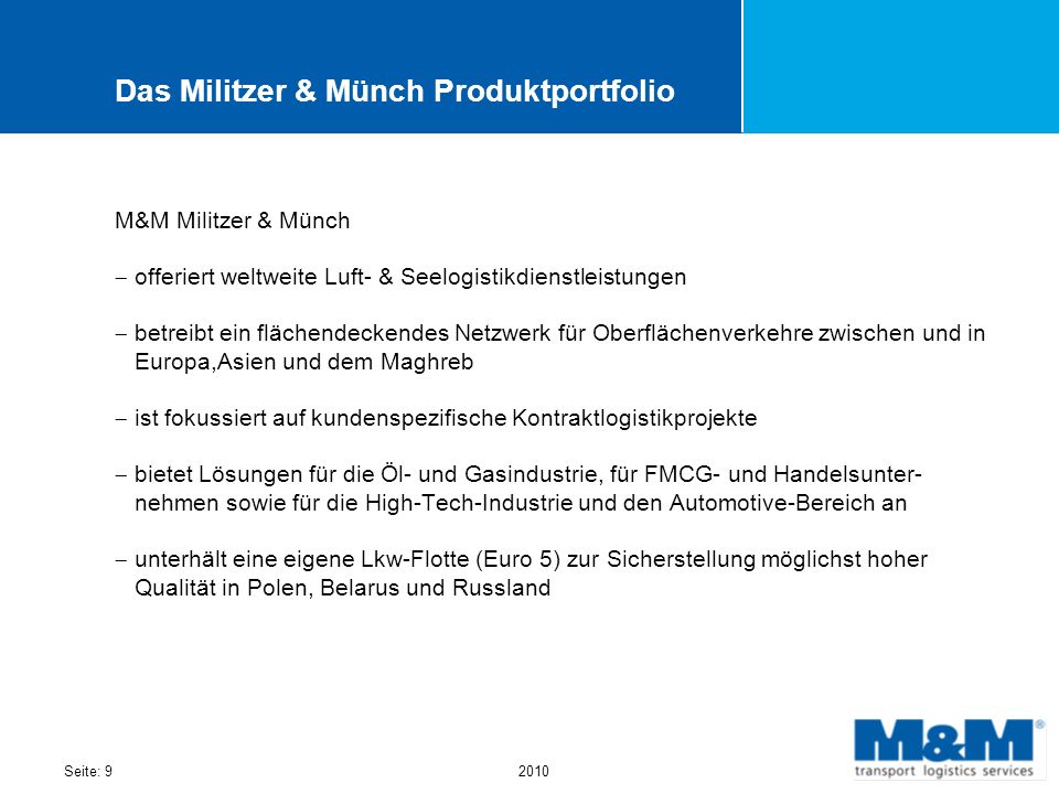 Das Militzer & Münch Produktportfolio