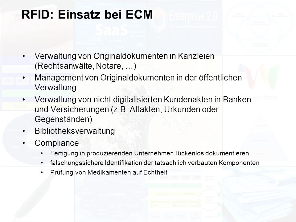 RFID: Einsatz bei ECM Verwaltung von Originaldokumenten in Kanzleien (Rechtsanwälte, Notare, …)