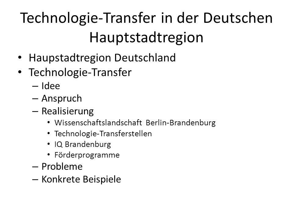 Technologie-Transfer in der Deutschen Hauptstadtregion