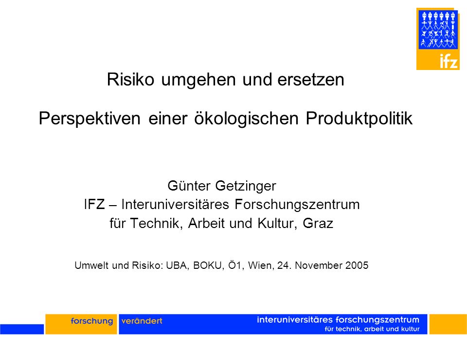 Risiko umgehen und ersetzen Perspektiven einer ökologischen Produktpolitik