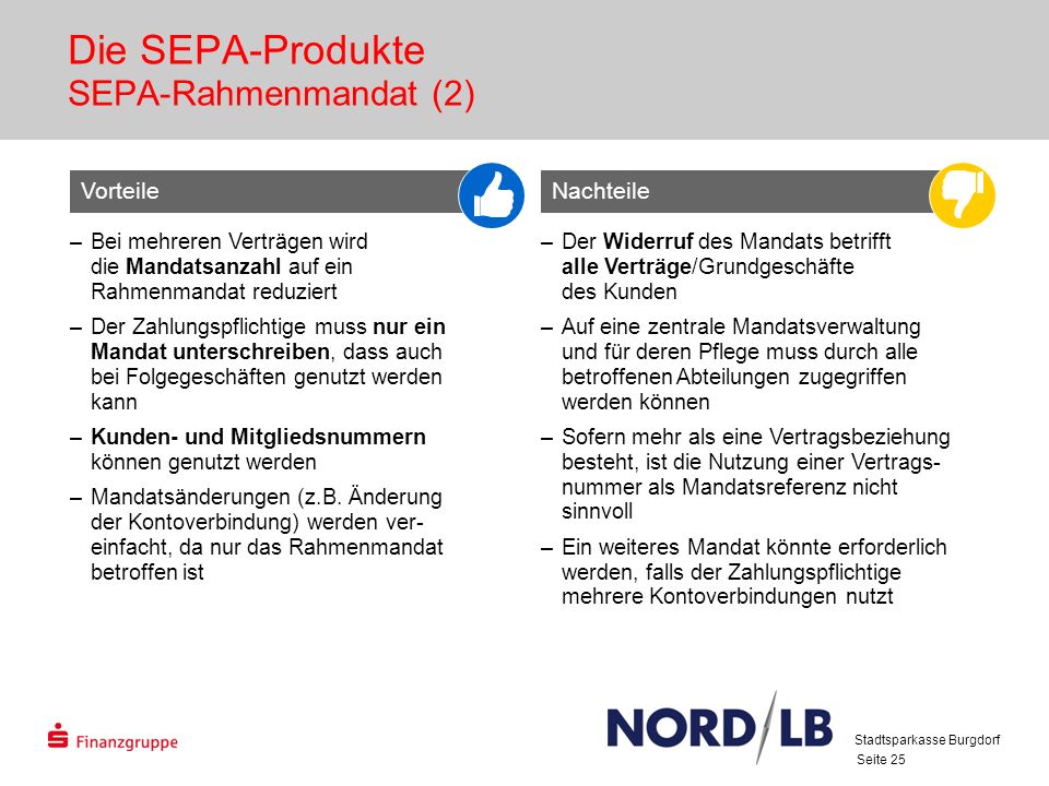 Die SEPA-Produkte SEPA-Rahmenmandat (2)
