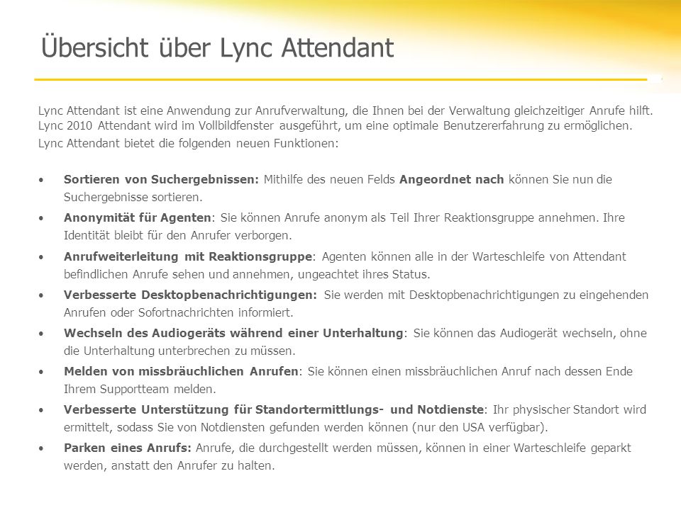 Übersicht über Lync Attendant