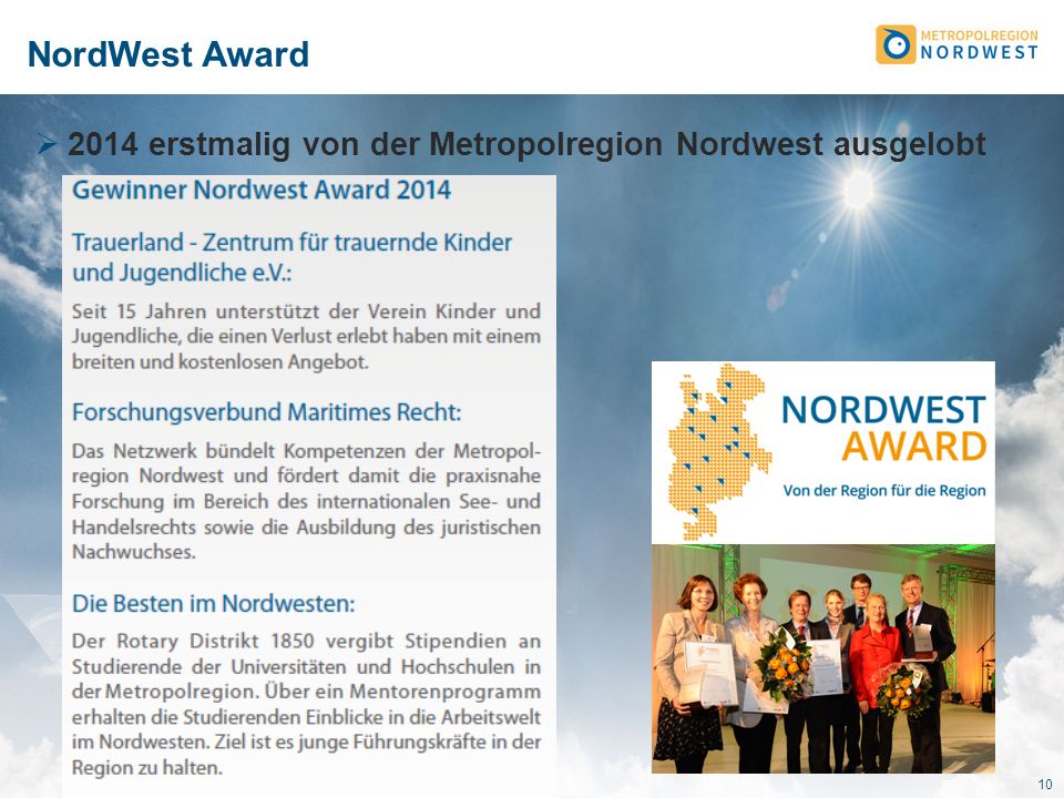 NordWest Award 2014 erstmalig von der Metropolregion Nordwest ausgelobt