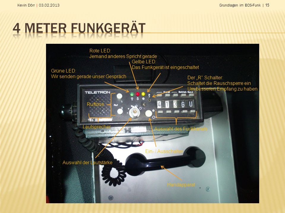4 Meter Funkgerät Rote LED: Jemand anderes Spricht gerade Gelbe LED: