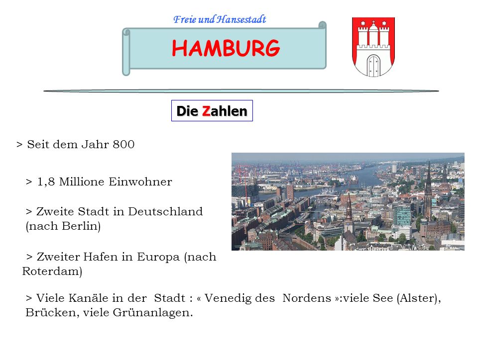 HAMBURG Die Zahlen Freie und Hansestadt > Seit dem Jahr 800