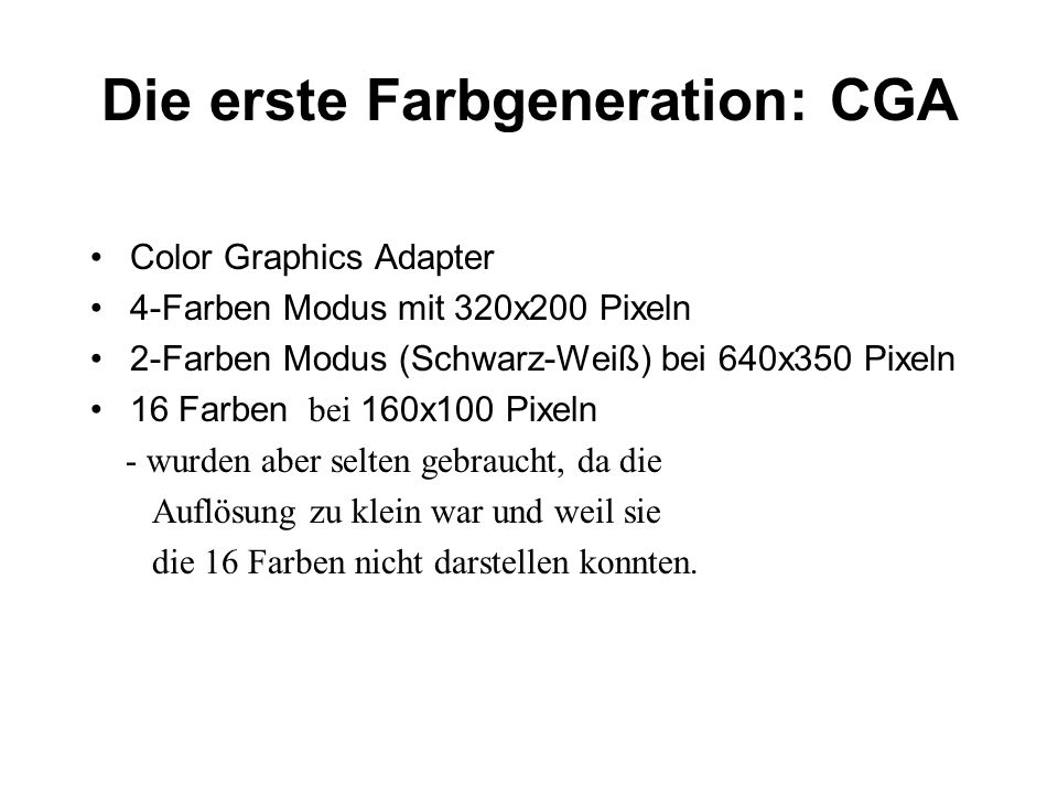 Die erste Farbgeneration: CGA