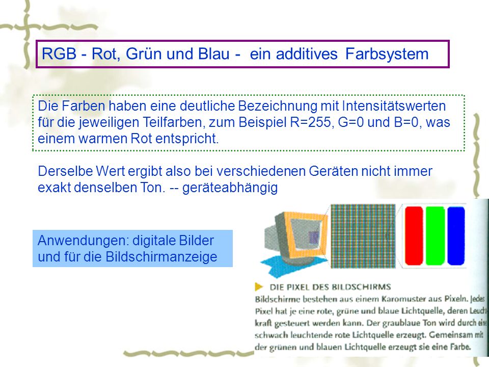 RGB - Rot, Grün und Blau - ein additives Farbsystem