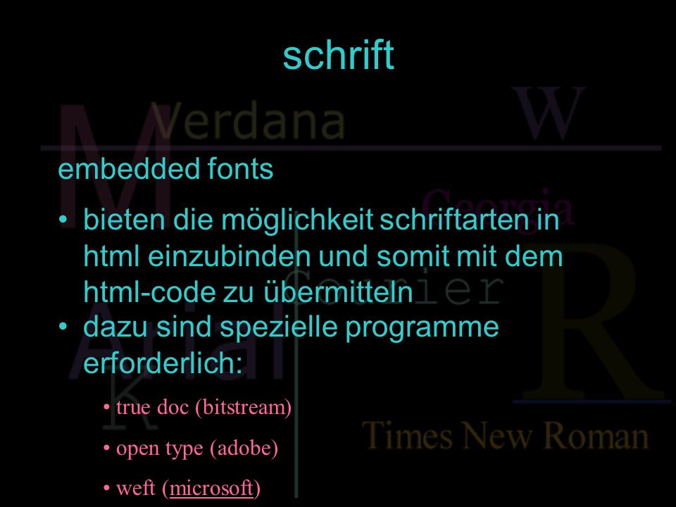 schrift embedded fonts