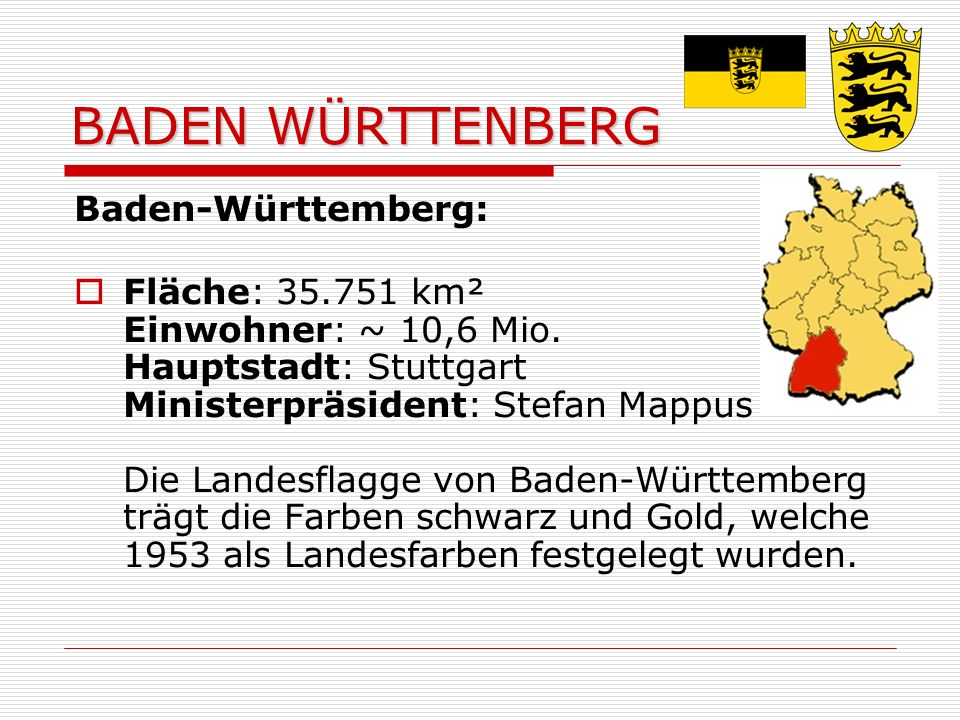 BADEN WÜRTTENBERG Baden-Württemberg: