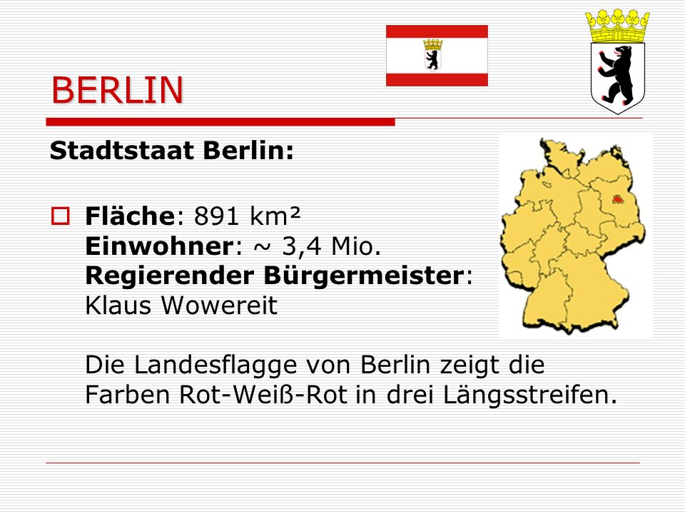 BERLIN Stadtstaat Berlin: