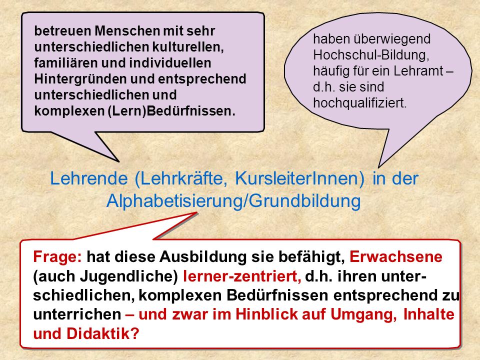 betreuen Menschen mit sehr unterschiedlichen kulturellen, familiären und individuellen Hintergründen und entsprechend unterschiedlichen und komplexen (Lern)Bedürfnissen.