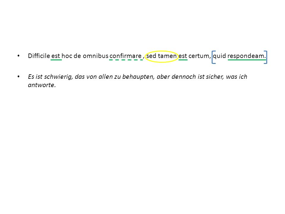 Difficile est hoc de omnibus confirmare , sed tamen est certum, quid respondeam.