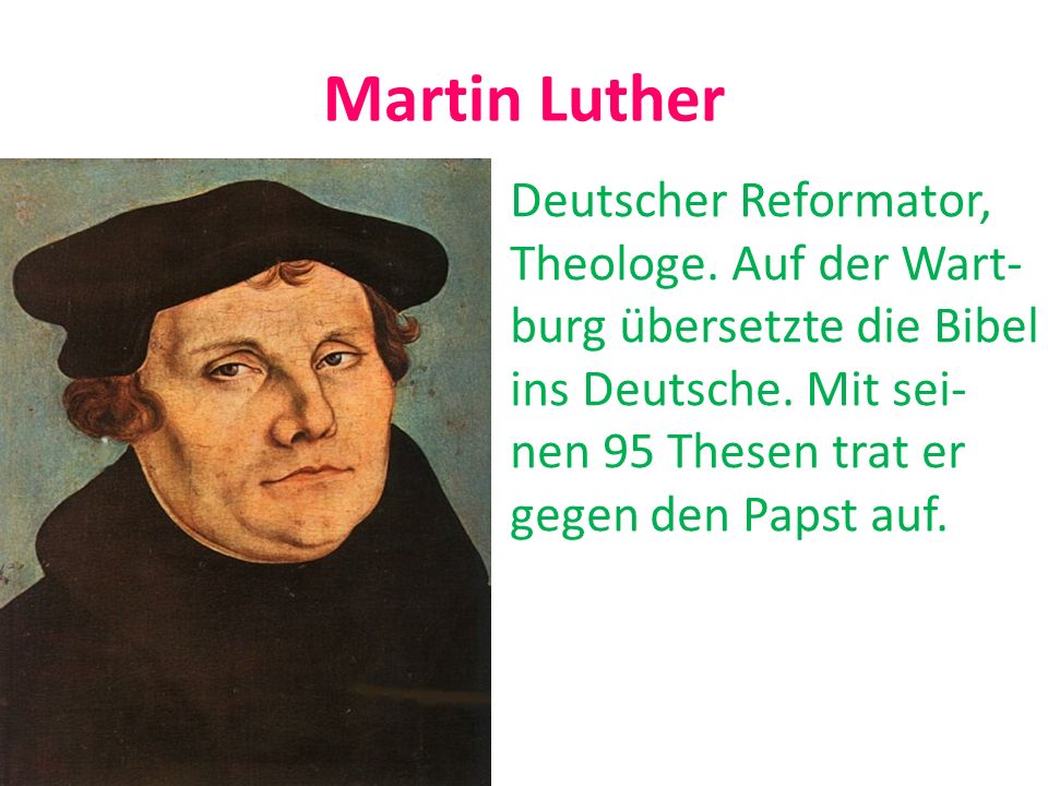 Martin Luther Deutscher Reformator, Theologe. Auf der Wart-