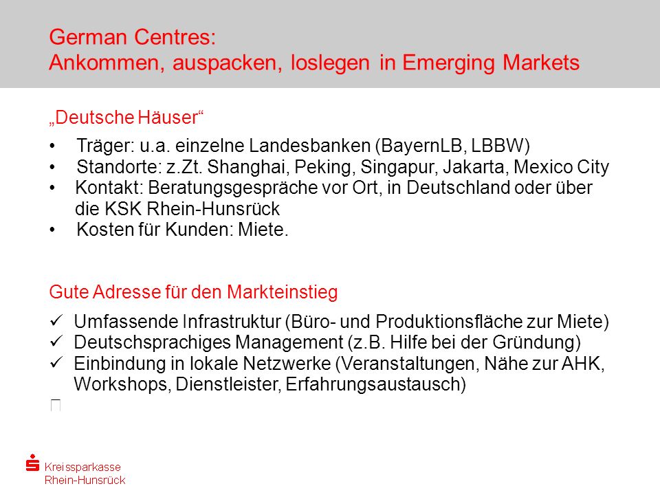 German Centres: Ankommen, auspacken, loslegen in Emerging Markets