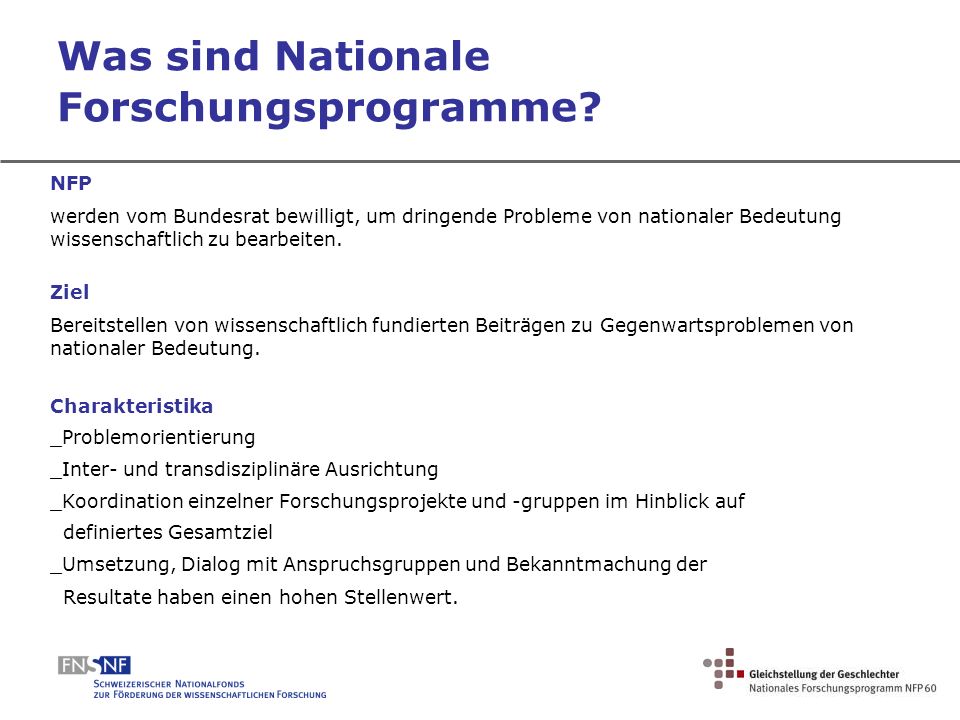 Was sind Nationale Forschungsprogramme
