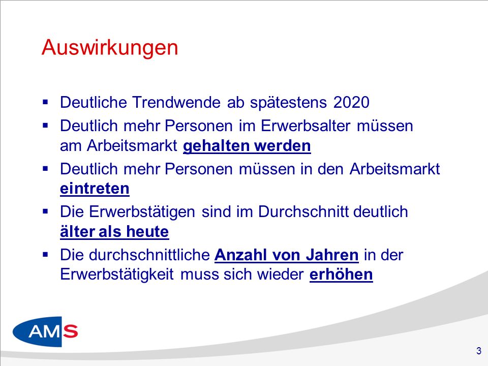 Auswirkungen Deutliche Trendwende ab spätestens 2020