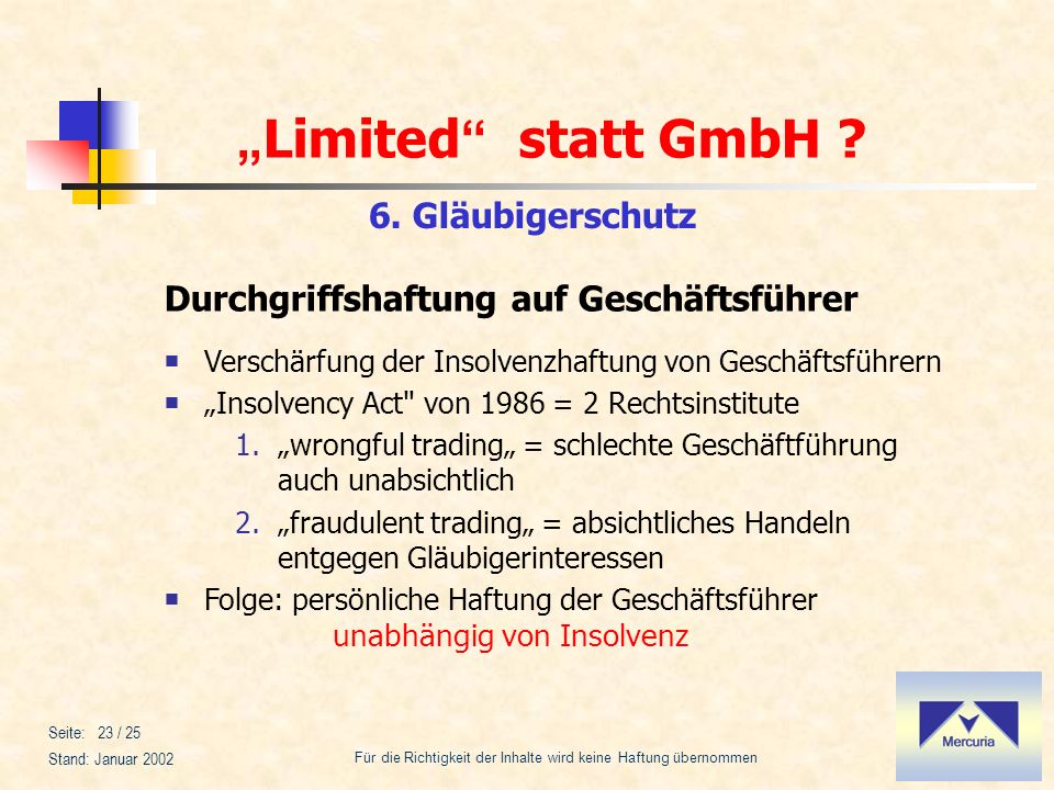 Limited Company statt GmbH ppt herunterladen