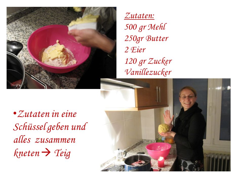Zutaten in eine Schüssel geben und alles zusammen kneten  Teig