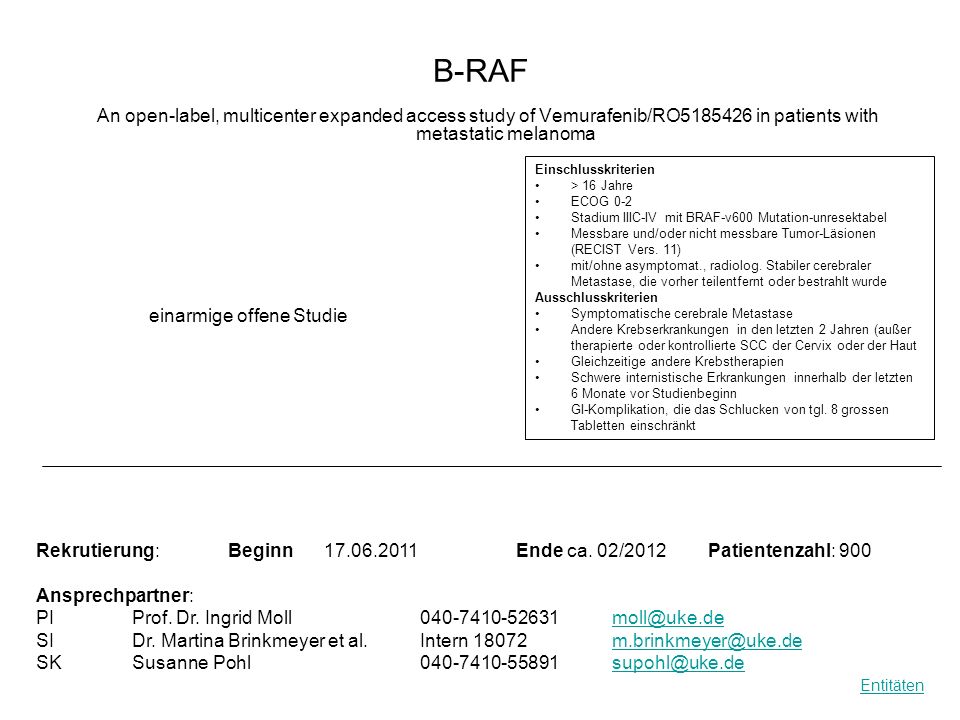 B-RAF An open-label, multicenter expanded access study of Vemurafenib/RO in patients with metastatic melanoma.
