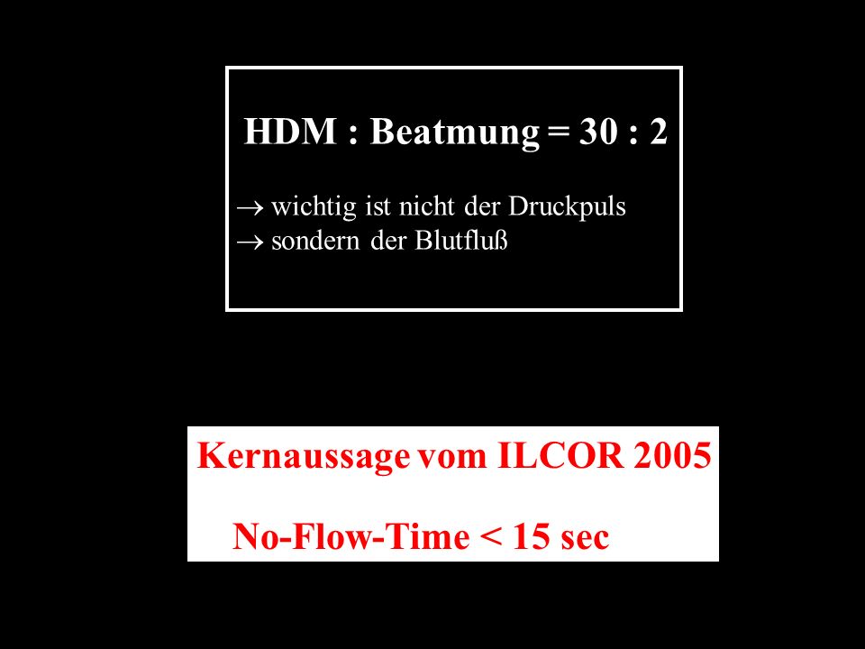 Kernaussage vom ILCOR 2005 HDM : Beatmung = 30 : 2
