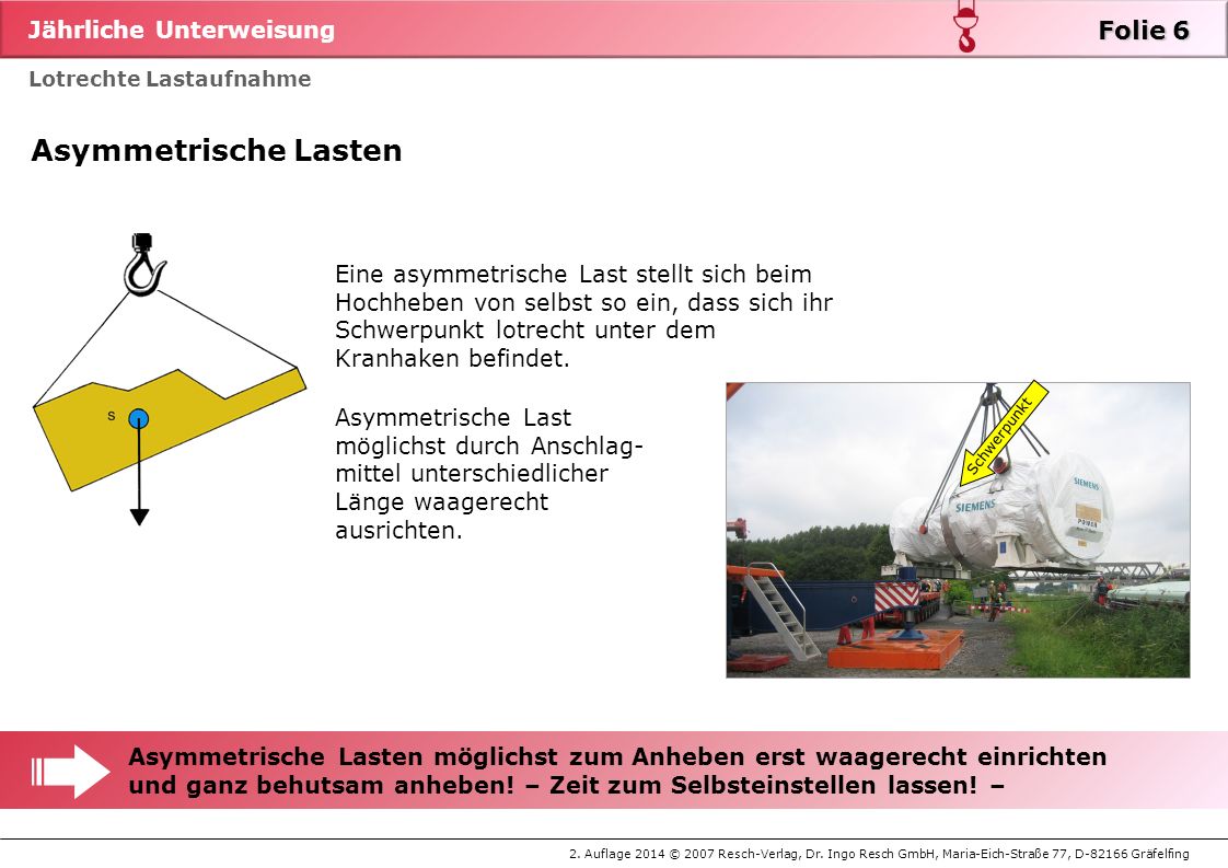 Schleifen/Schrägzug/Wenden von Lasten I – Gefahr