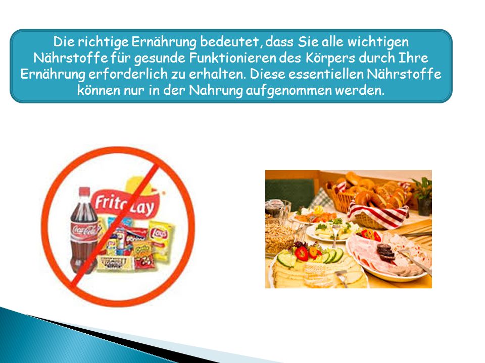 Die richtige Ernährung bedeutet, dass Sie alle wichtigen Nährstoffe für gesunde Funktionieren des Körpers durch Ihre Ernährung erforderlich zu erhalten.
