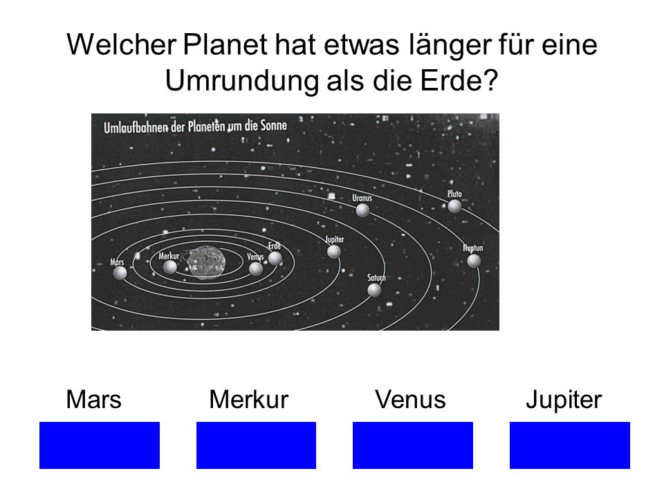 Welcher Planet hat etwas länger für eine Umrundung als die Erde