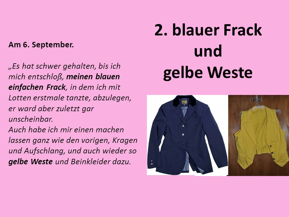 2. blauer Frack und gelbe Weste