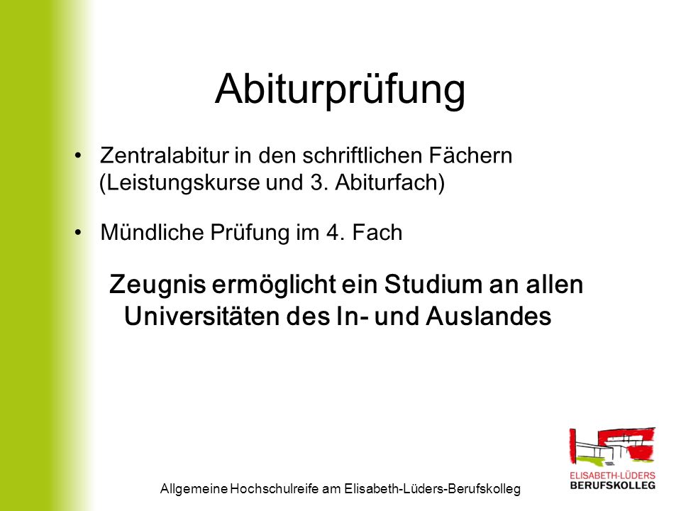 Allgemeine Hochschulreife am Elisabeth-Lüders-Berufskolleg