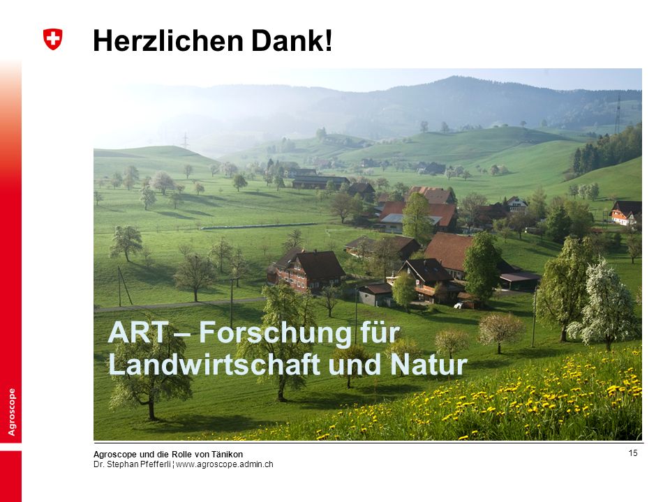Herzlichen Dank! ART – Forschung für Landwirtschaft und Natur