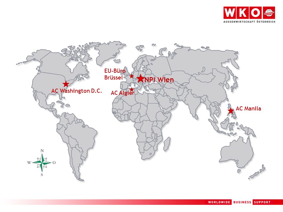 AC Washington D.C. EU-Büro Brüssel NPI Wien AC Algier AC Manila