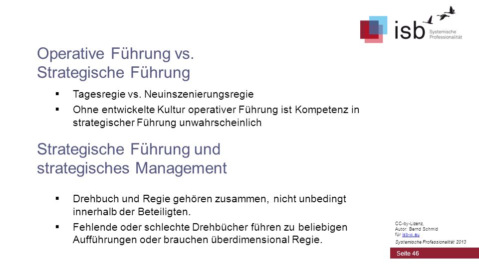 Operative Führung vs. Strategische Führung Strategische Führung und strategisches Management