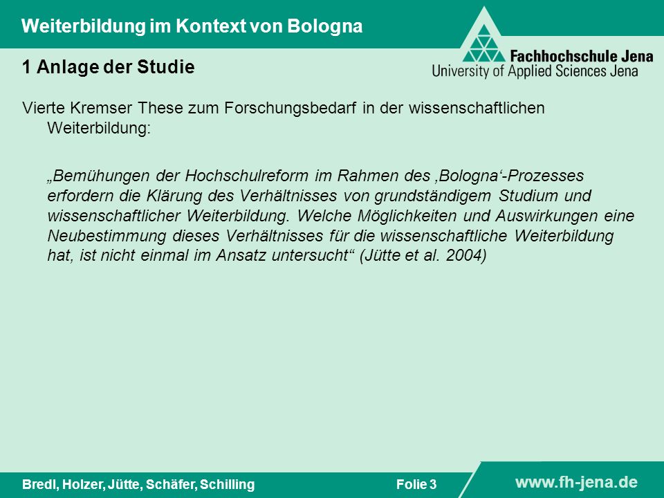Weiterbildung im Kontext von Bologna