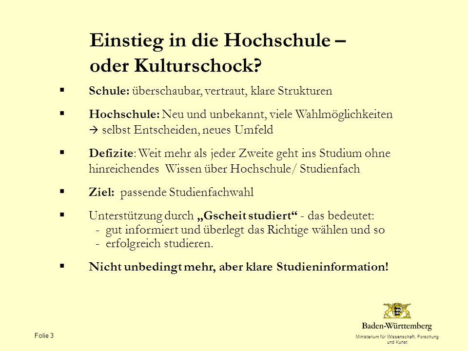 Einstieg in die Hochschule – oder Kulturschock