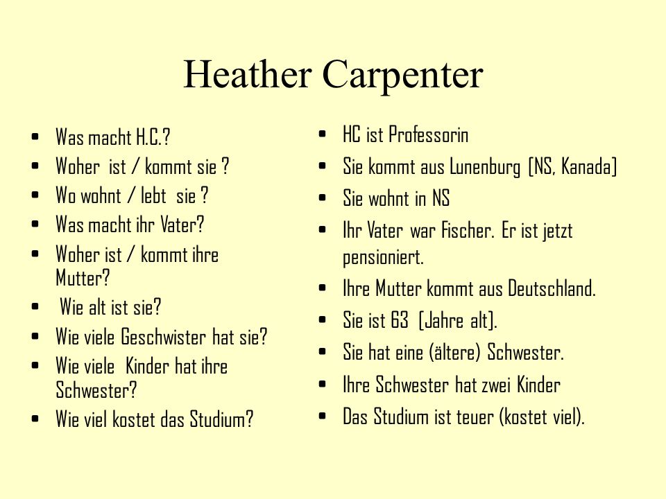 Heather Carpenter HC ist Professorin Was macht H.C.