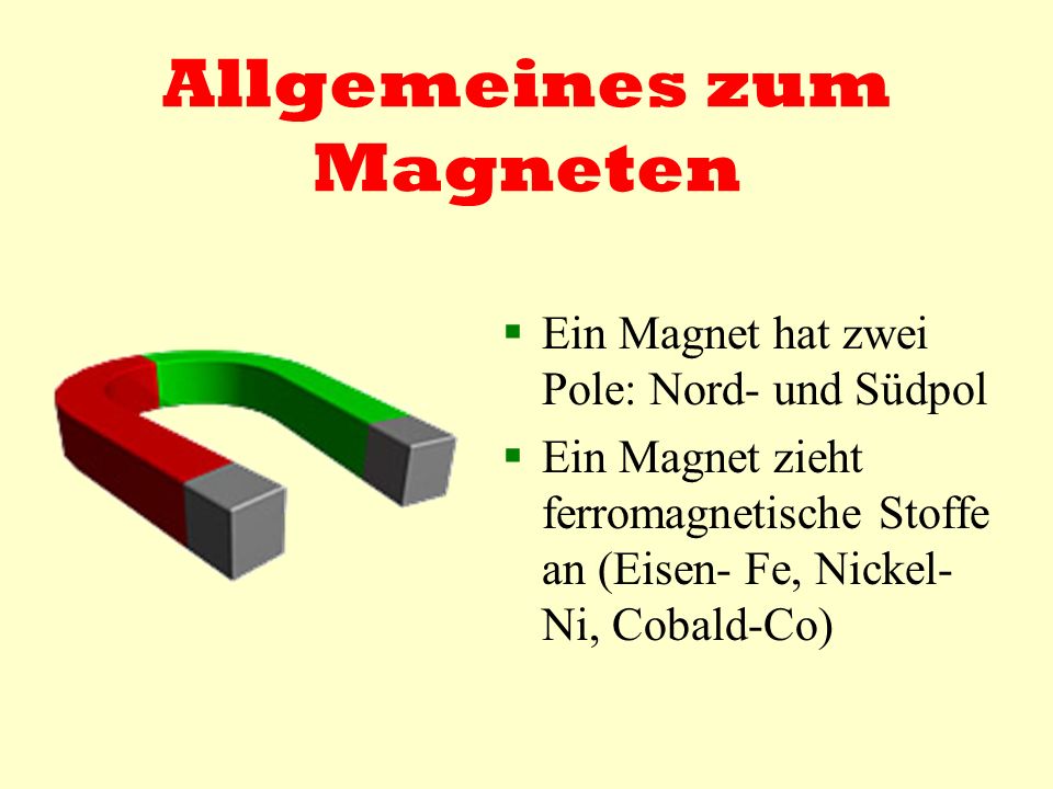 DER MAGNET ! ° Allgemeines zum Magneten ° Das Wechselwirkungsgesetz - ppt  herunterladen
