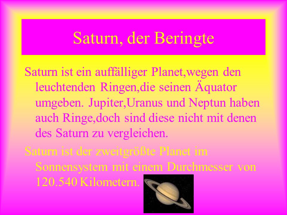 Saturn, der Beringte