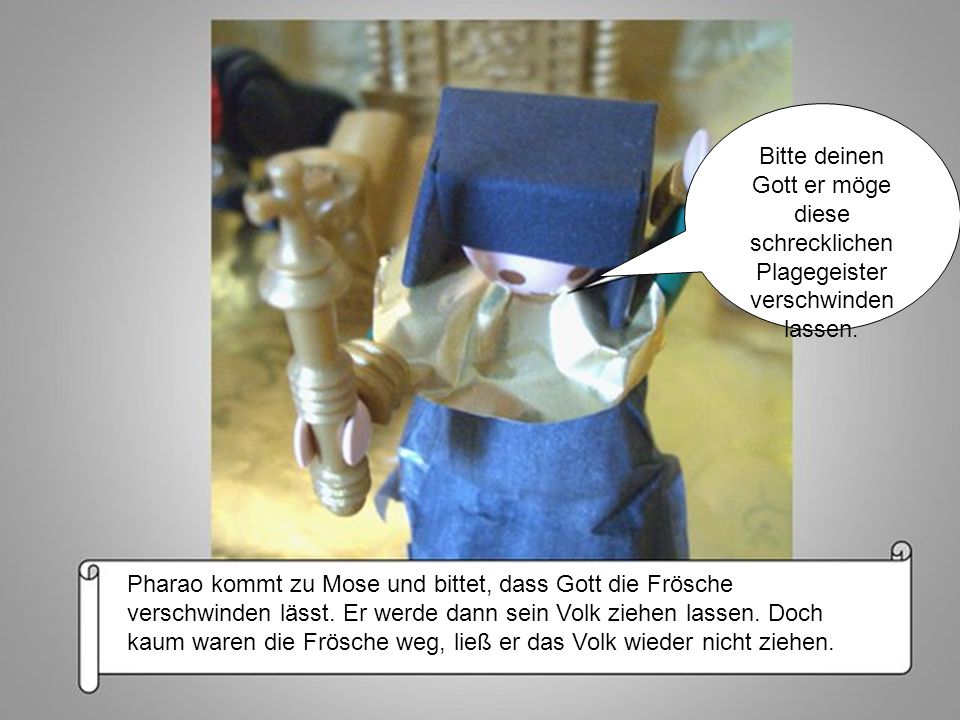 Bitte deinen Gott er möge diese schrecklichen Plagegeister verschwinden lassen.