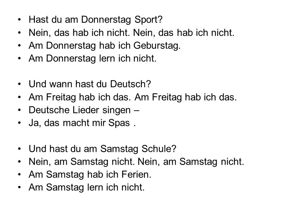 Hast du am Donnerstag Sport