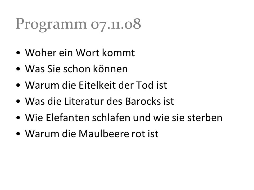Programm Woher ein Wort kommt Was Sie schon können