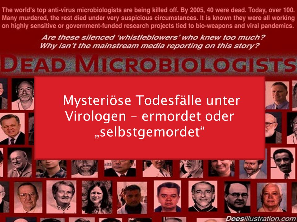 Mysteriöse Todesfälle unter Virologen – ermordet oder „selbstgemordet