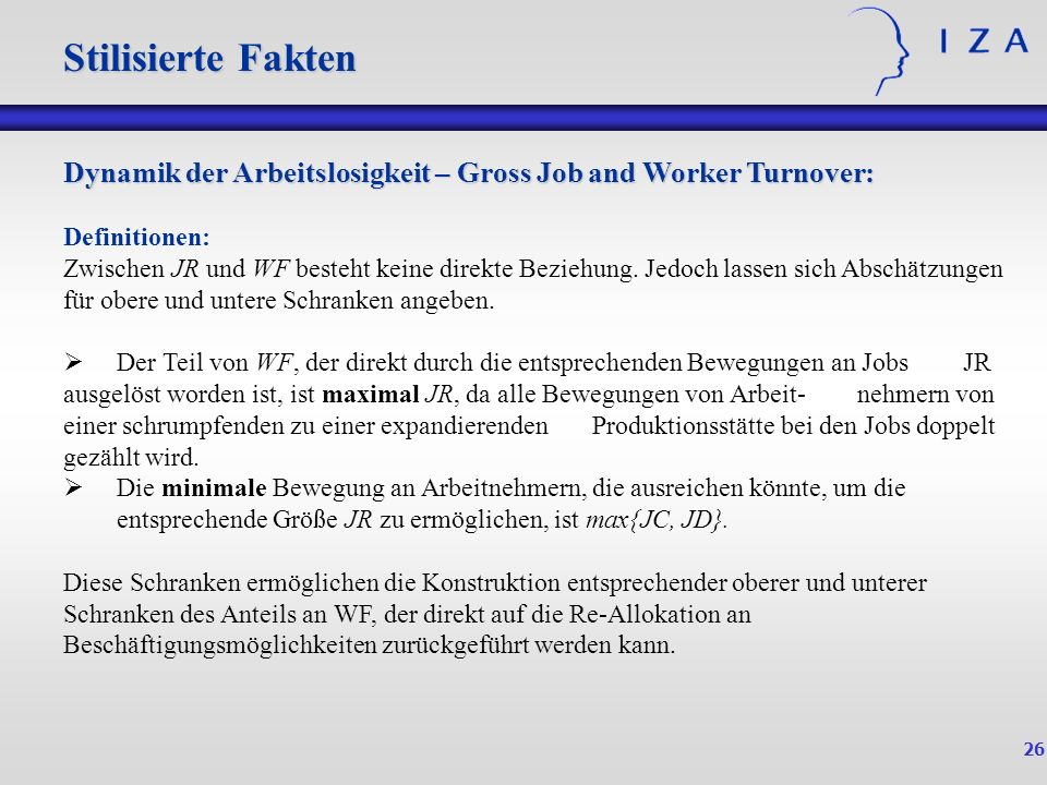 Stilisierte Fakten Stilisierte Fakten. Dynamik der Arbeitslosigkeit – Gross Job and Worker Turnover: