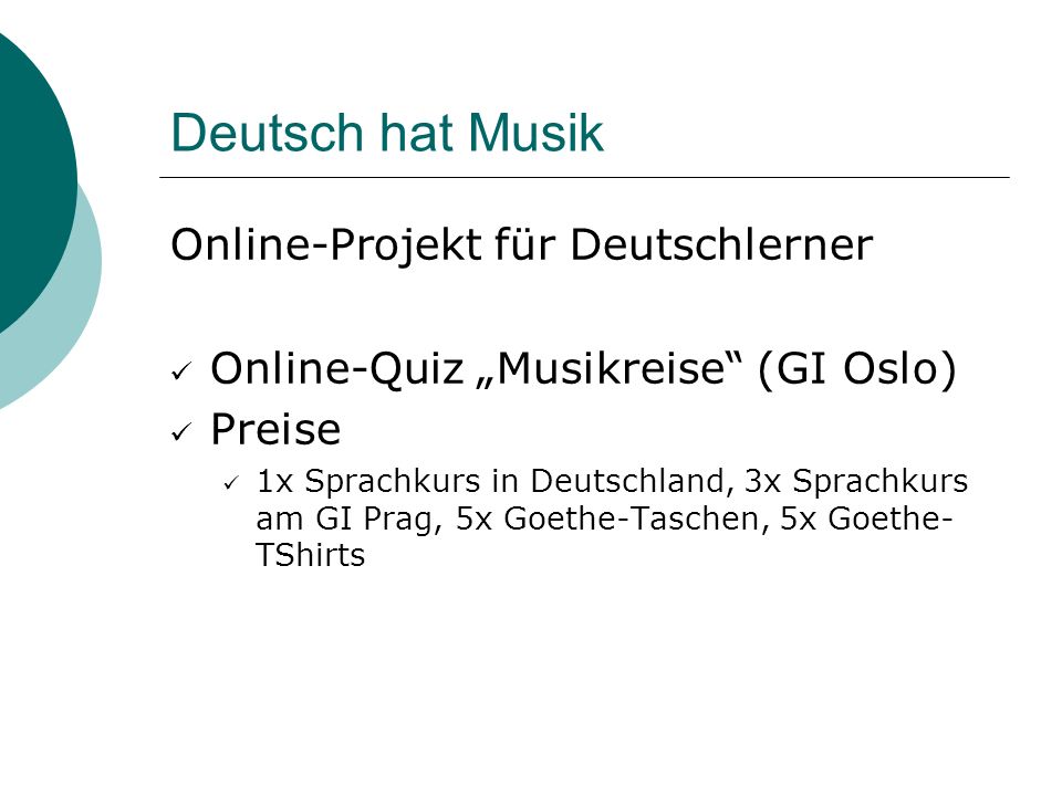 Deutsch hat Musik Online-Projekt für Deutschlerner