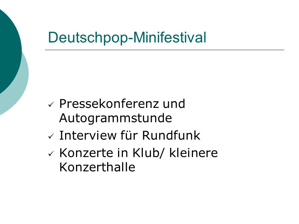 Deutschpop-Minifestival