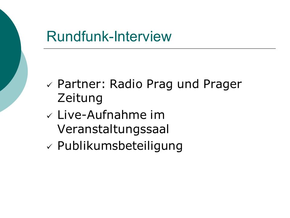 Rundfunk-Interview Partner: Radio Prag und Prager Zeitung