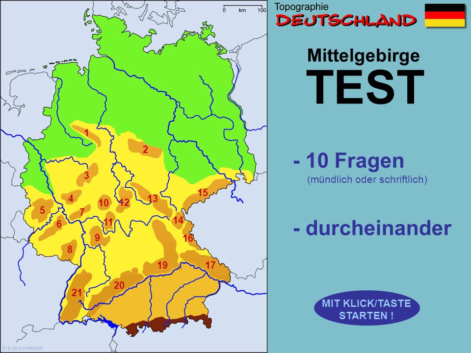 TEST - 10 Fragen - durcheinander Mittelgebirge