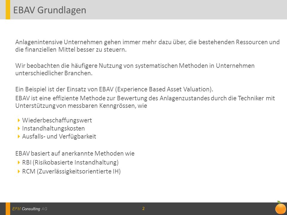 EBAV Grundlagen Anlagenintensive Unternehmen gehen immer mehr dazu über, die bestehenden Ressourcen und die finanziellen Mittel besser zu steuern.