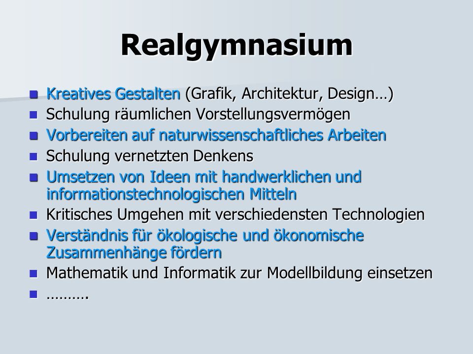 Realgymnasium Kreatives Gestalten (Grafik, Architektur, Design…)